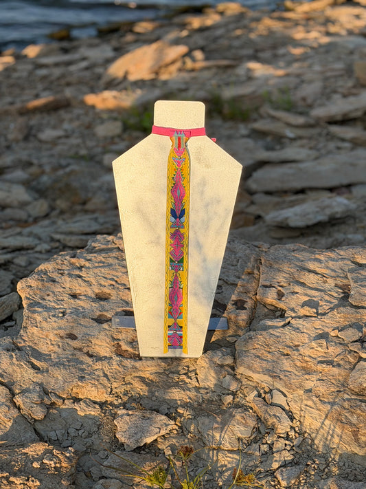 Pink & Yellow Appliqué Necktie