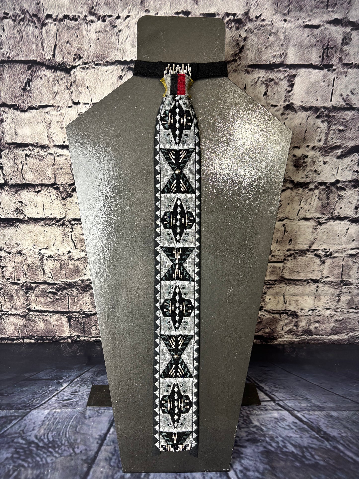 Grey & Black Appliqué Necktie