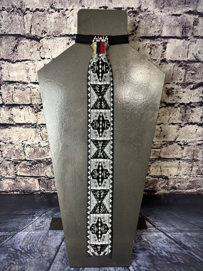 Grey & Black Appliqué Necktie