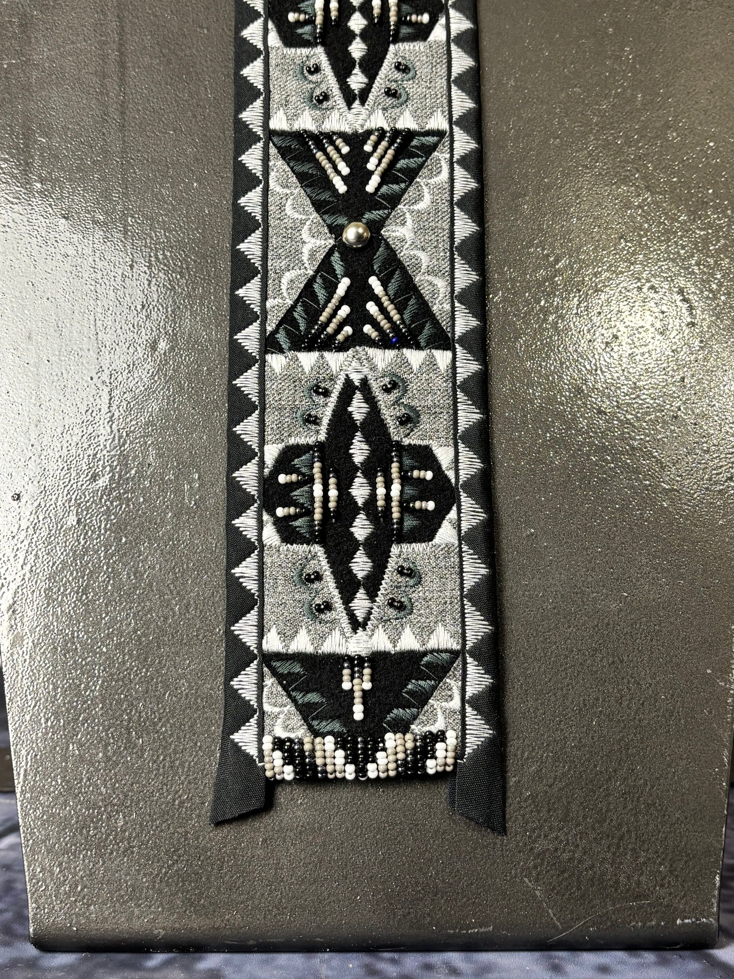 Grey & Black Appliqué Necktie