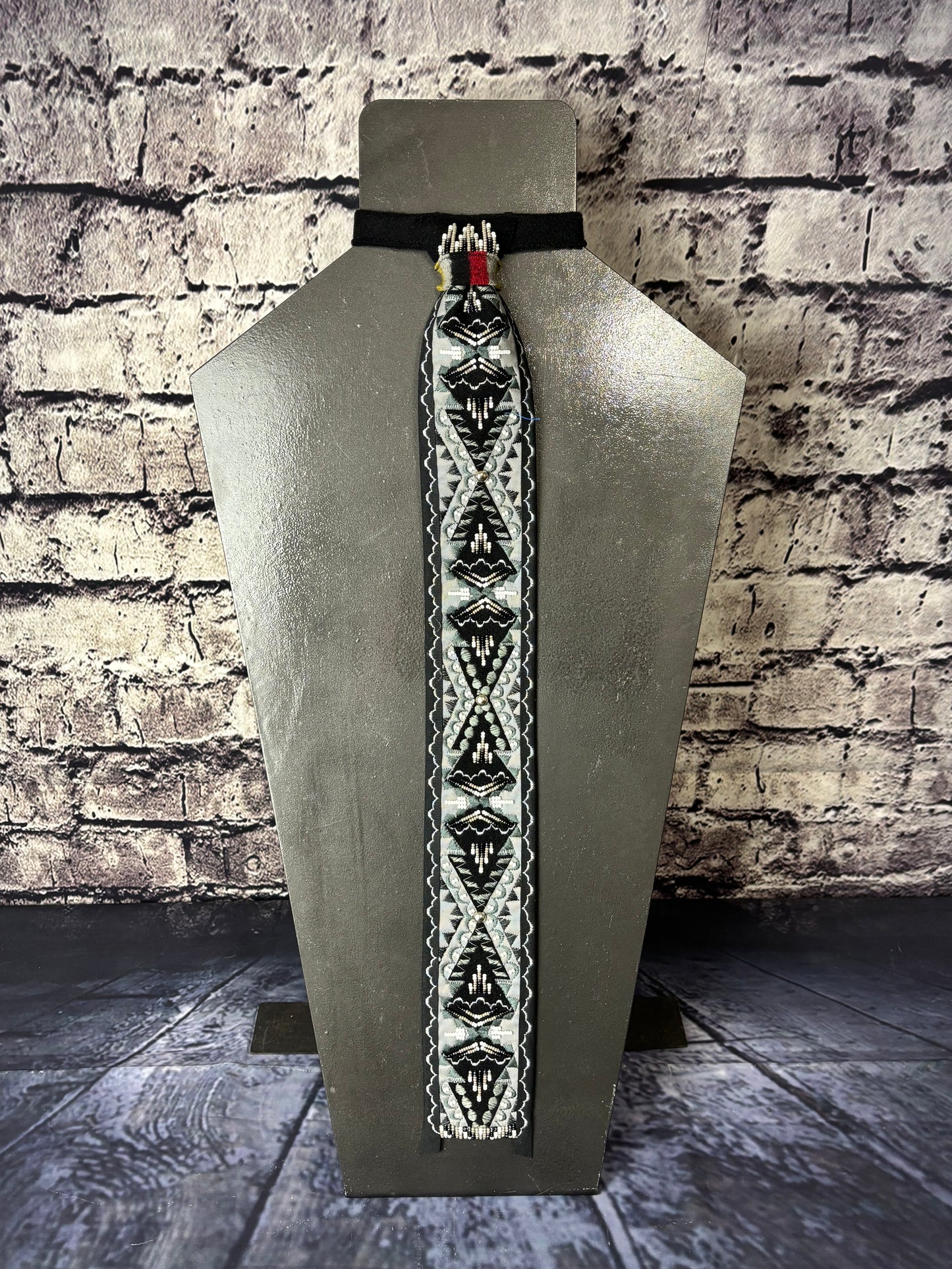 Grey & Black Appliqué Necktie