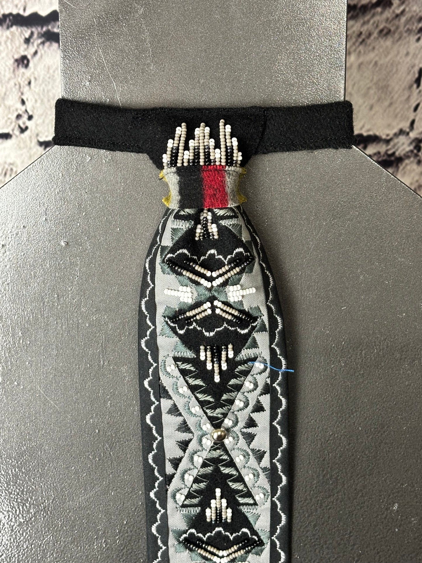 Grey & Black Appliqué Necktie