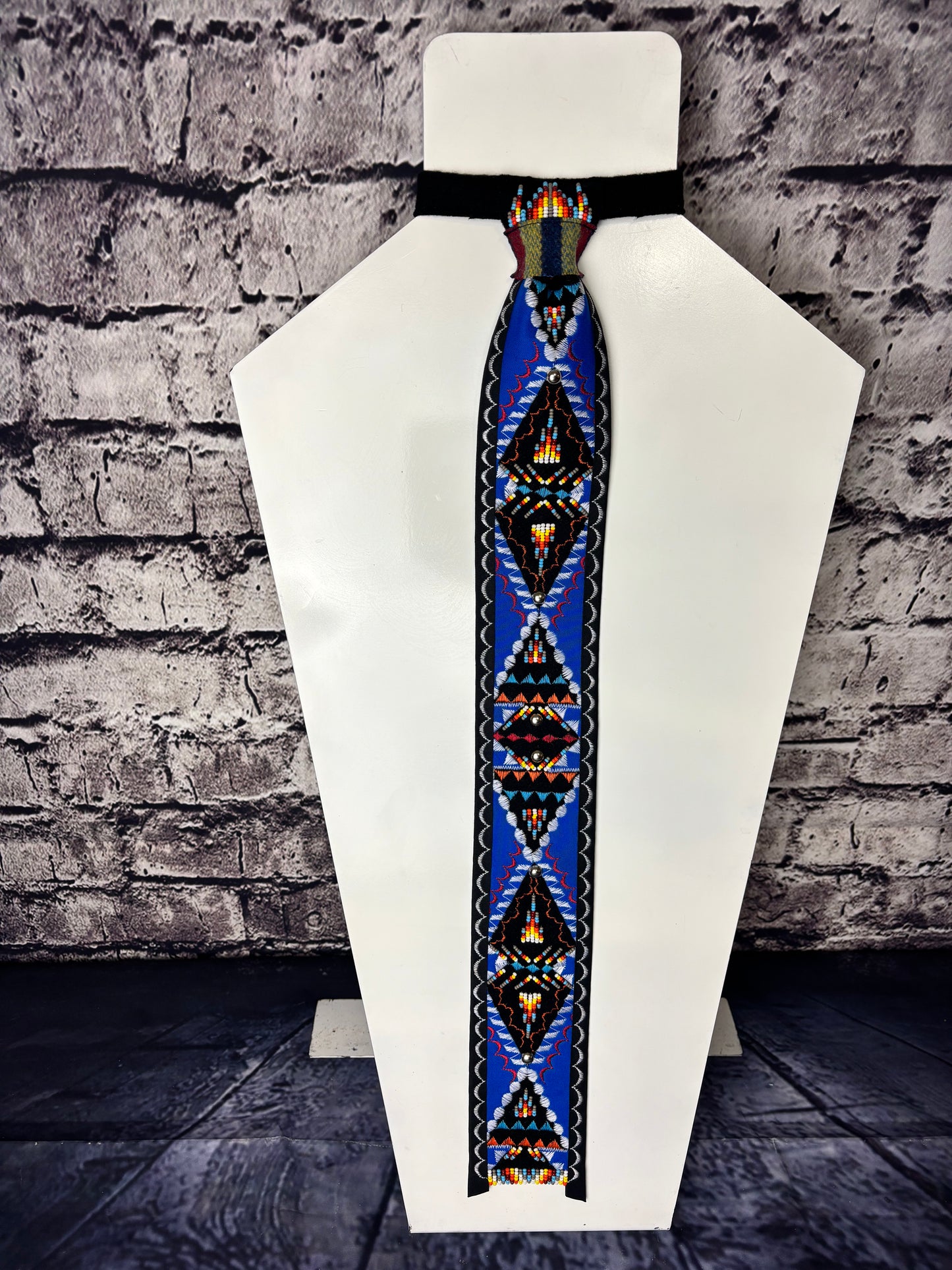 Blue & Black Appliqué Necktie
