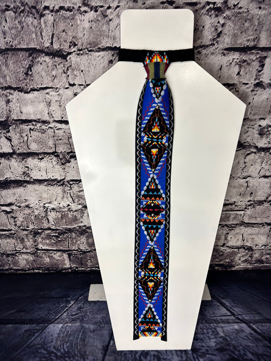 Blue & Black Appliqué Necktie