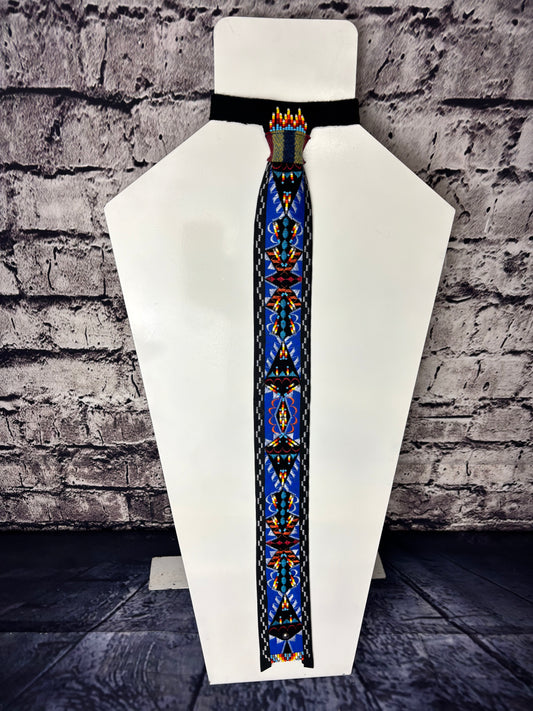 Blue & Black Appliqué Necktie