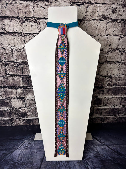Pink & Turquoise Appliqué Necktie