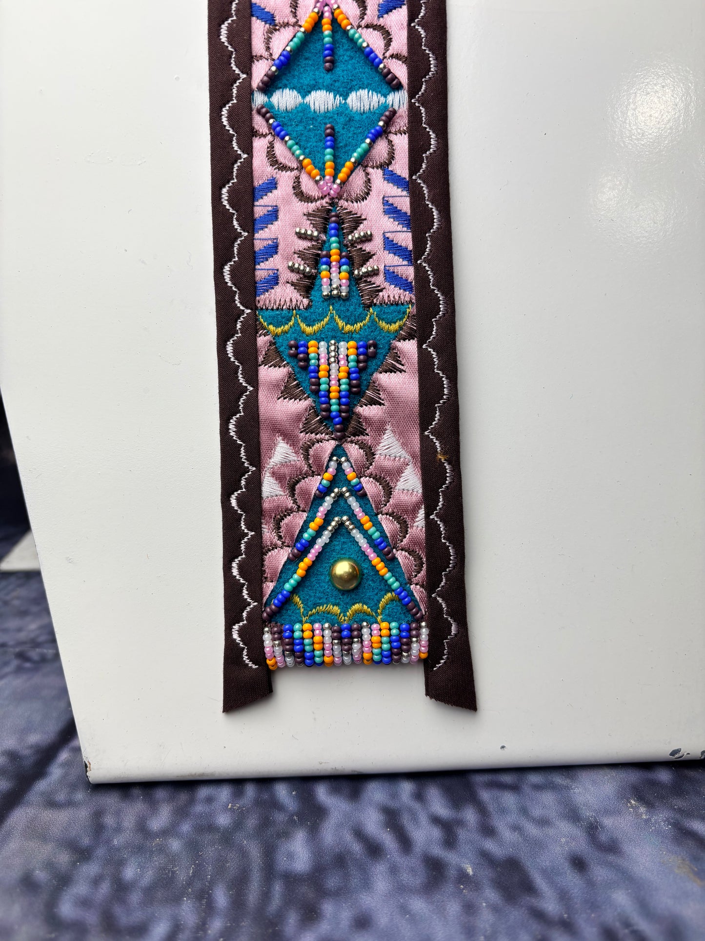 Pink & Turquoise Appliqué Necktie