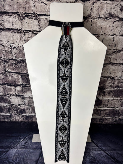 Grey & Black Appliqué Necktie