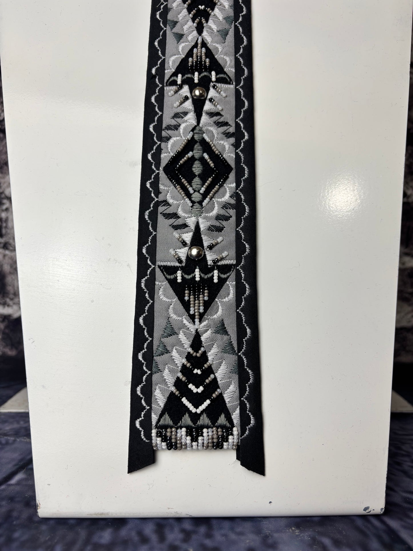 Grey & Black Appliqué Necktie