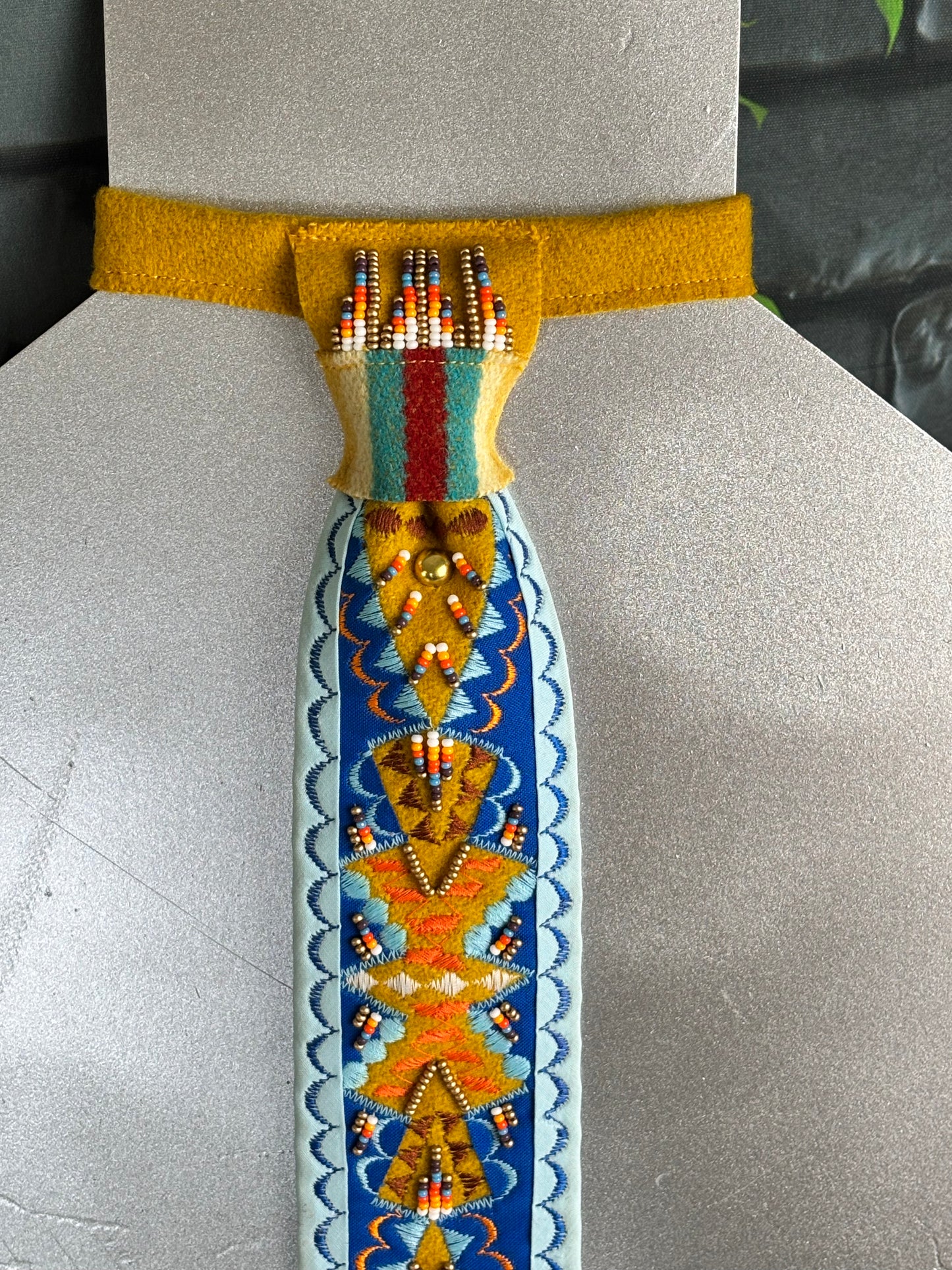 Gold and Blue Appliqué Necktie