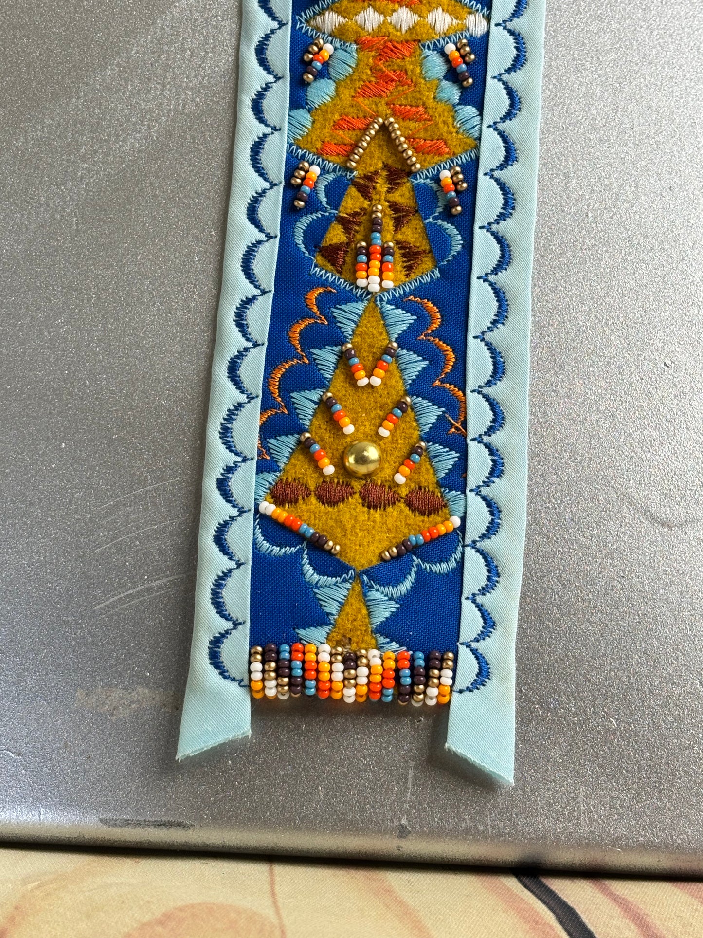 Gold and Blue Appliqué Necktie