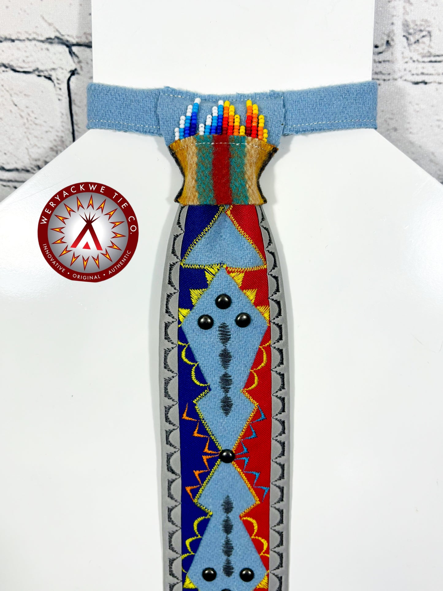 Red & Blue Simply Appliqué Necktie