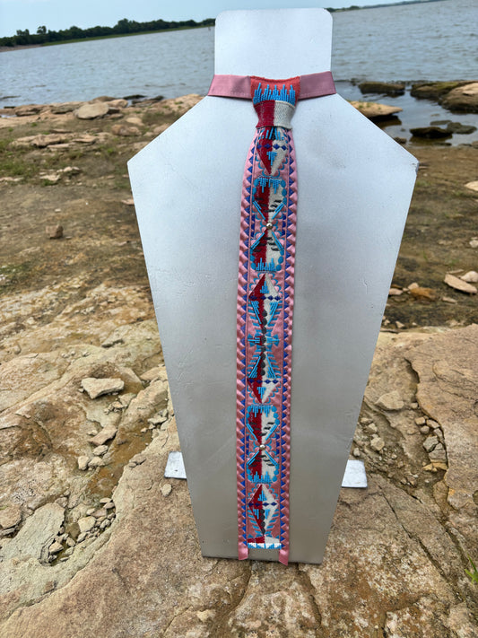 Deep Pink Satin Appliqué Necktie