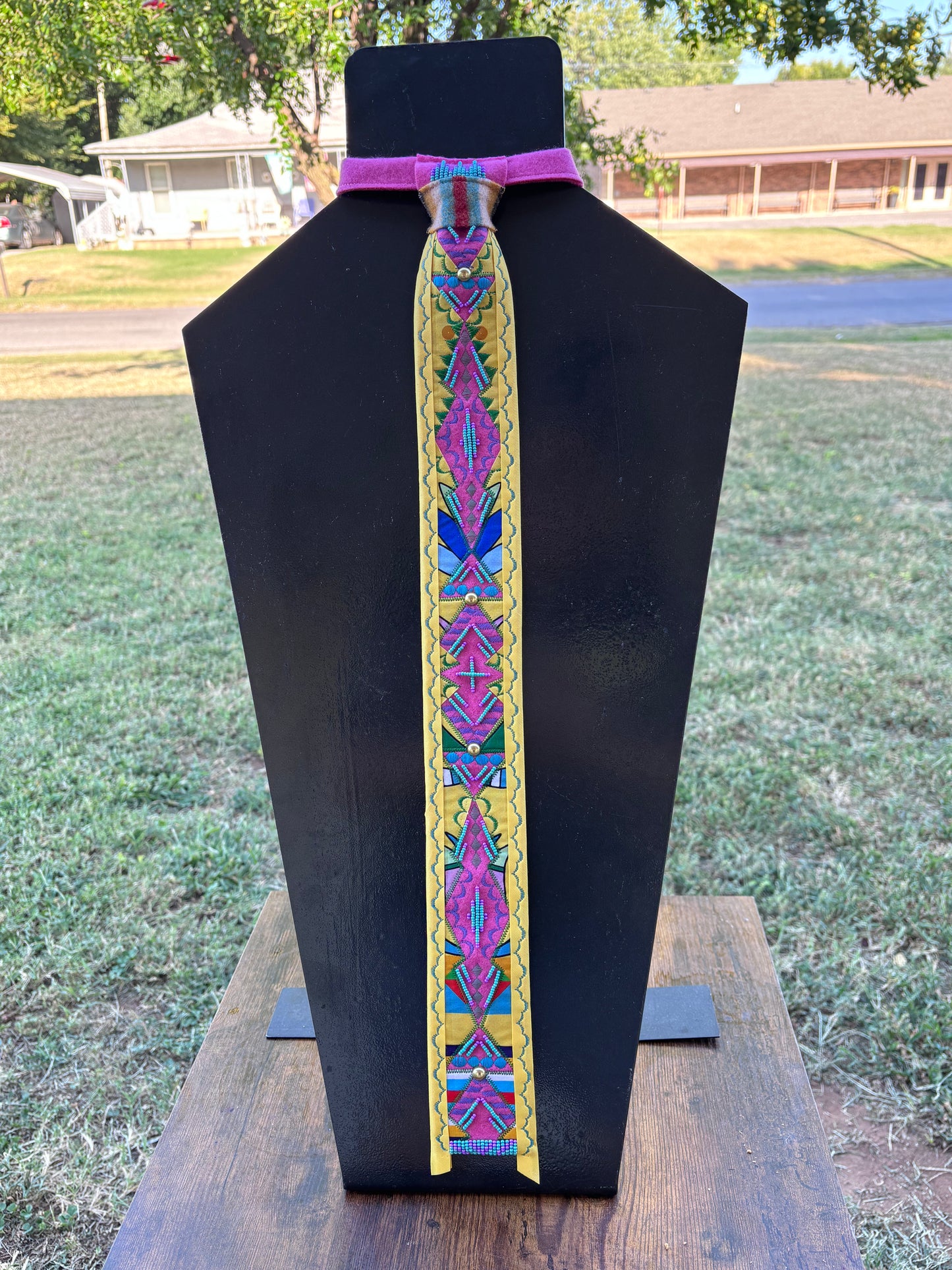 Pink & Yellow Appliqué Necktie