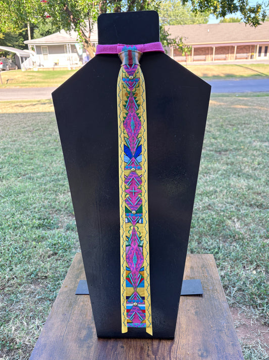 Pink & Yellow Appliqué Necktie