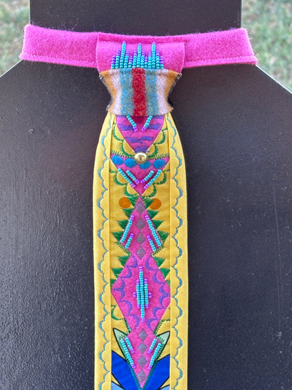 Pink & Yellow Appliqué Necktie