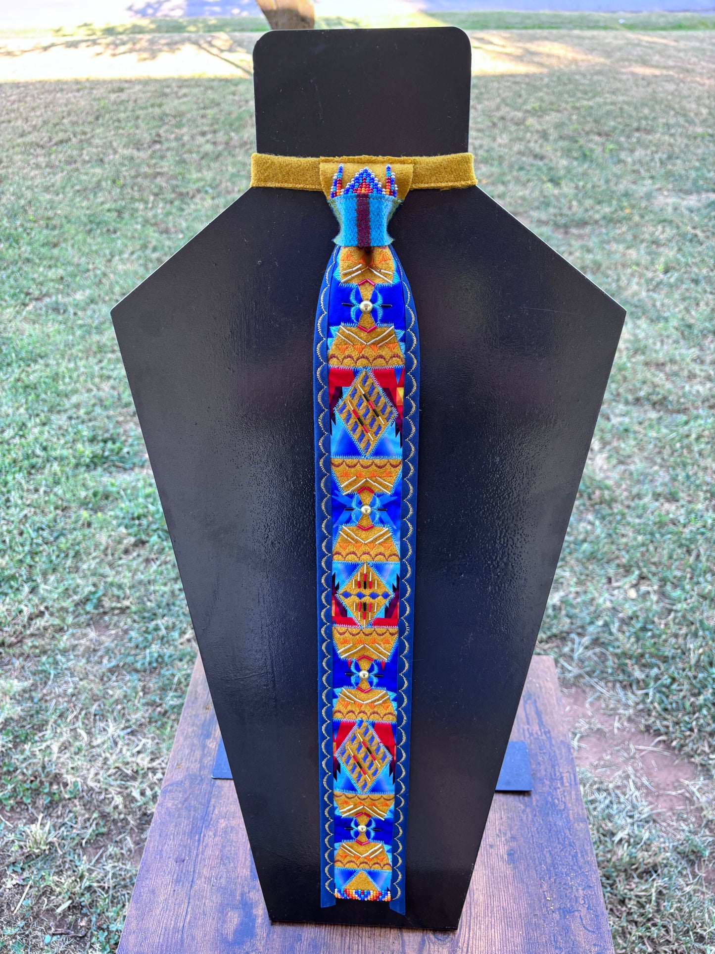 Gold & Blue Appliqué Necktie
