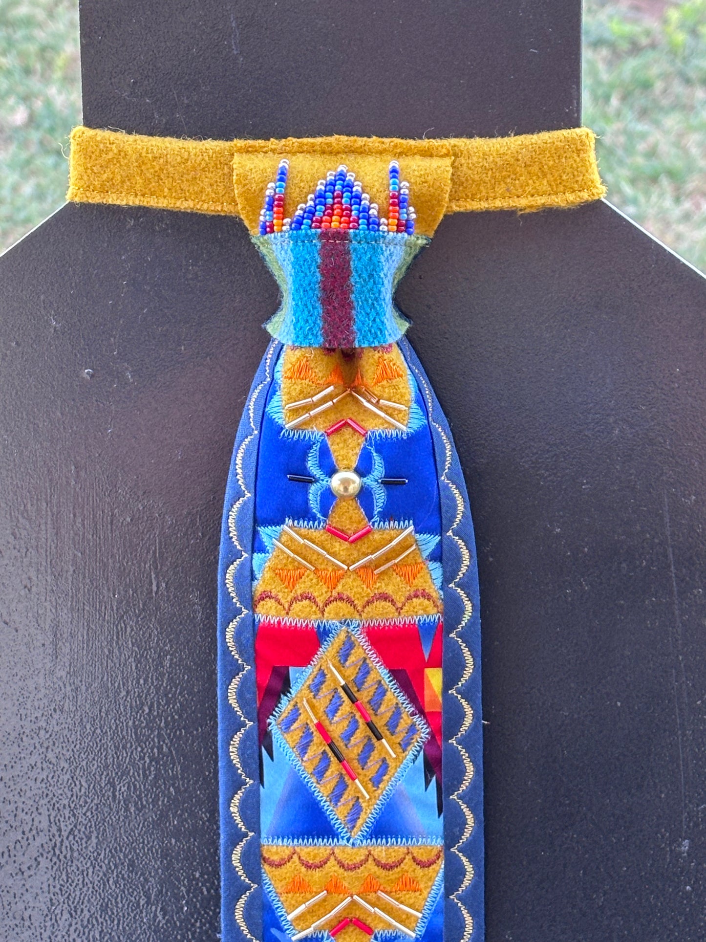 Gold & Blue Appliqué Necktie