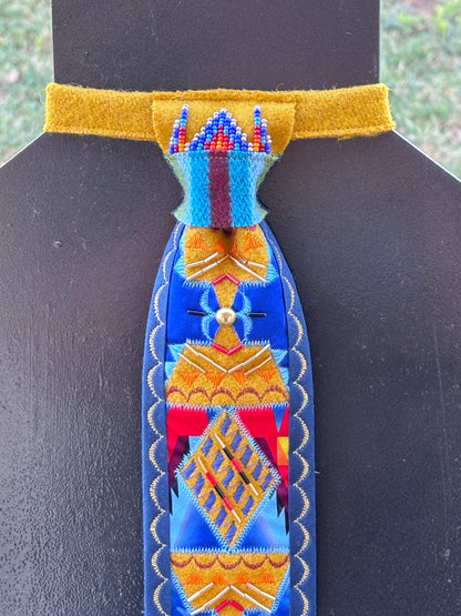 Gold & Blue Appliqué Necktie