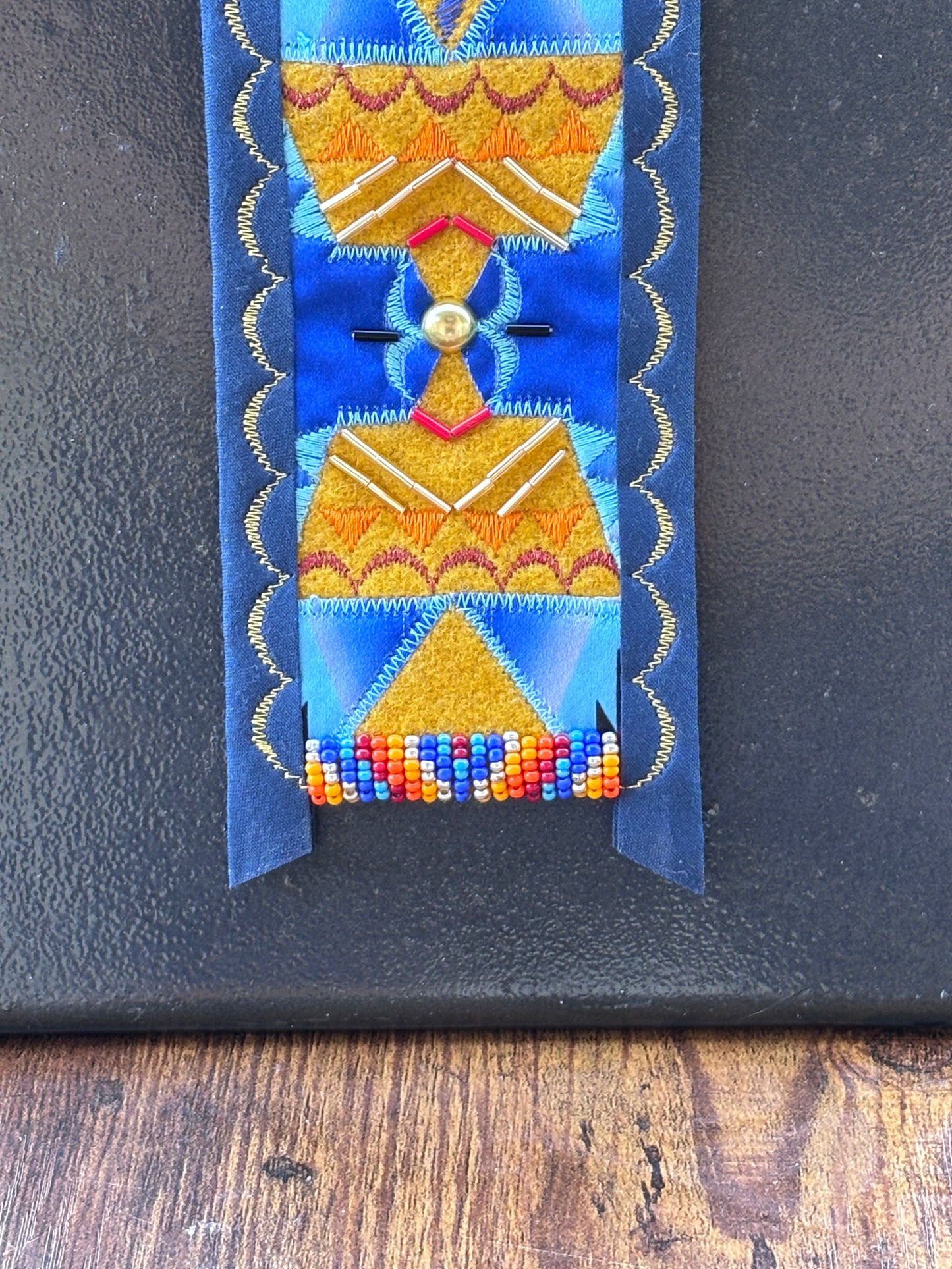 Gold & Blue Appliqué Necktie