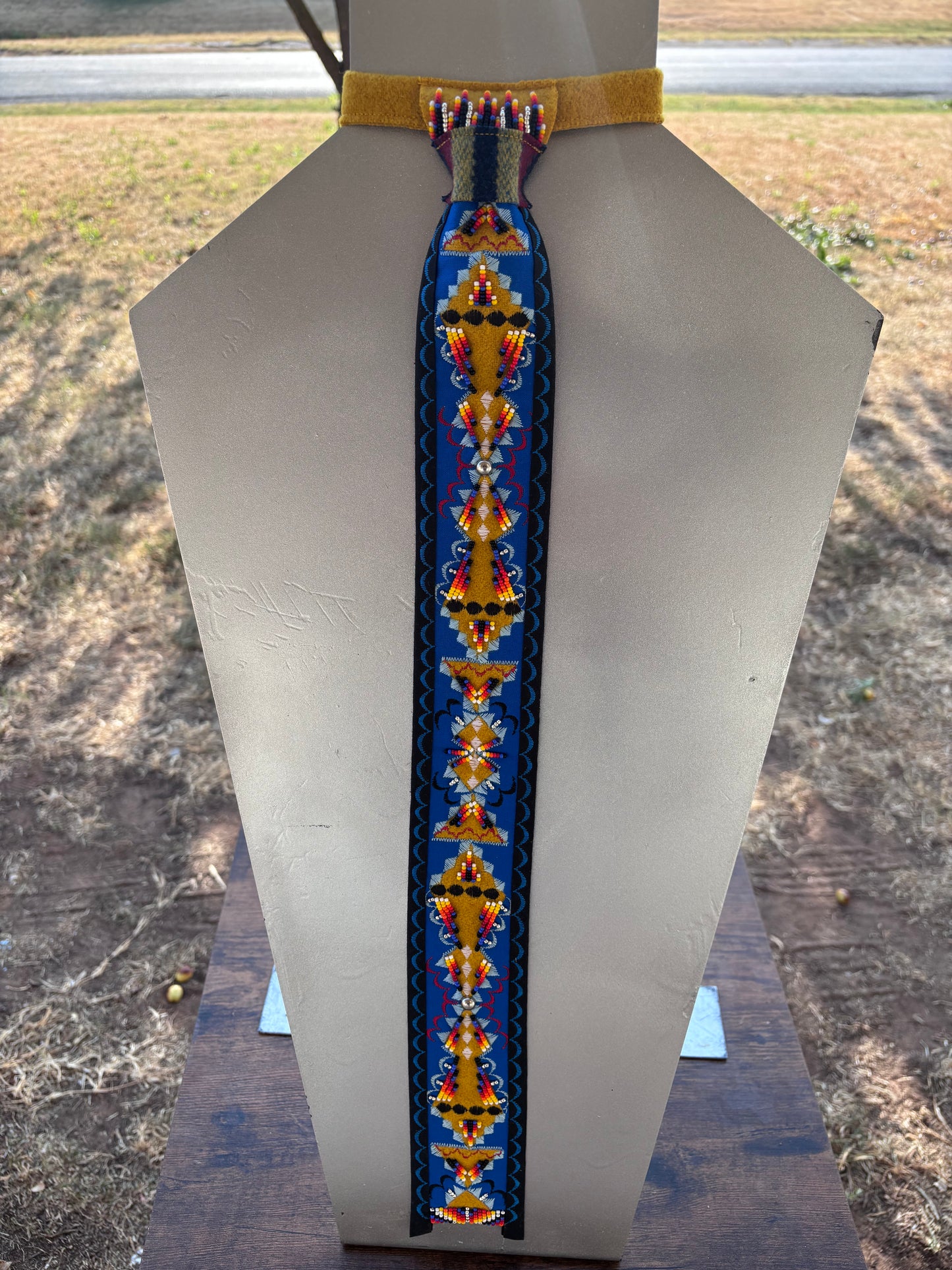 Gold & Blue Appliqué Necktie
